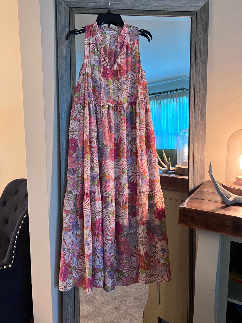 BB Dakota, XS, maxi sleeveless boho hippie floral print dress, EUC!